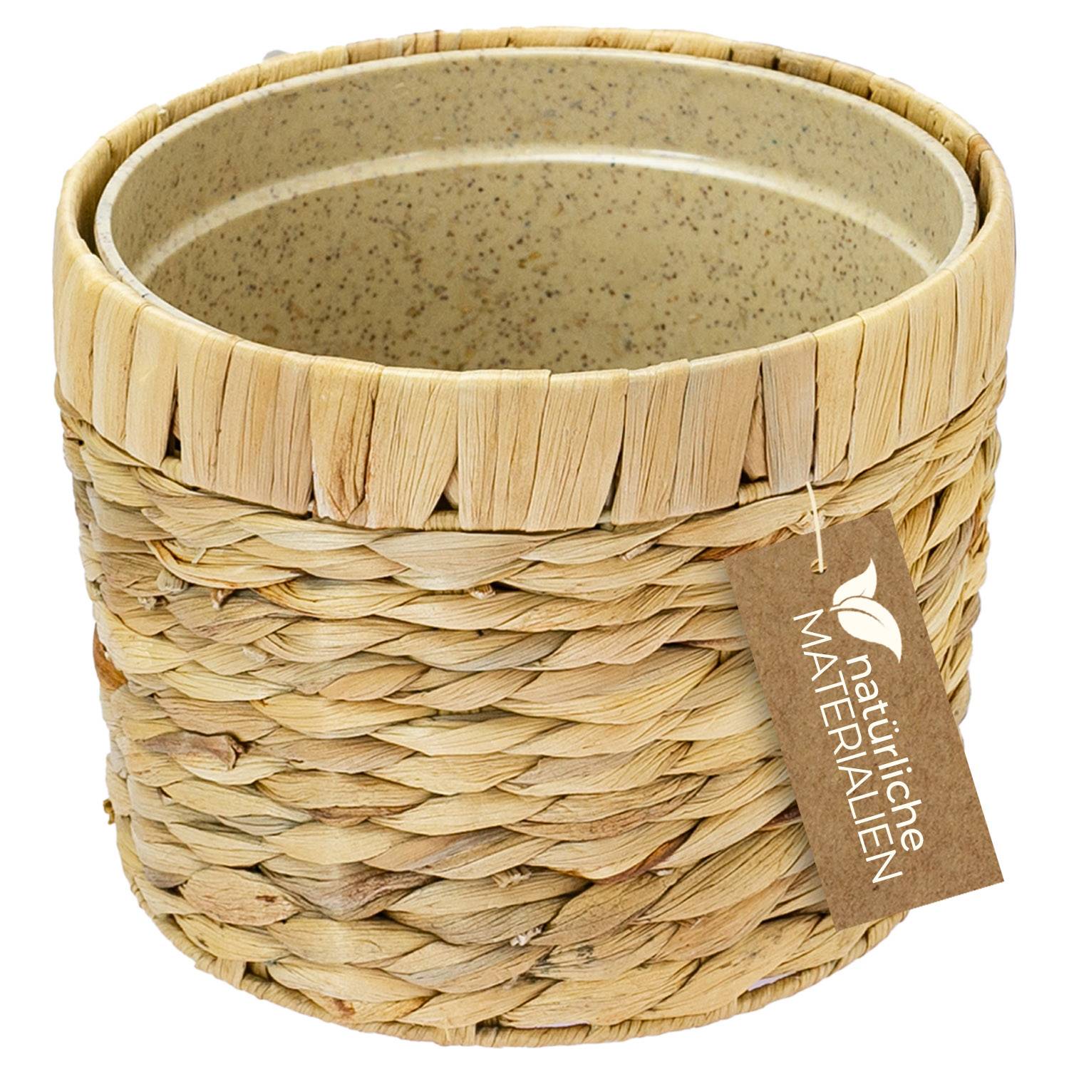 HMF Innovativer Blumentopf aus Wasserhyazinthe, mit Pflanztopf aus nachhaltigen Rohstoffen, Rund, 19 cm Durchmesser-0