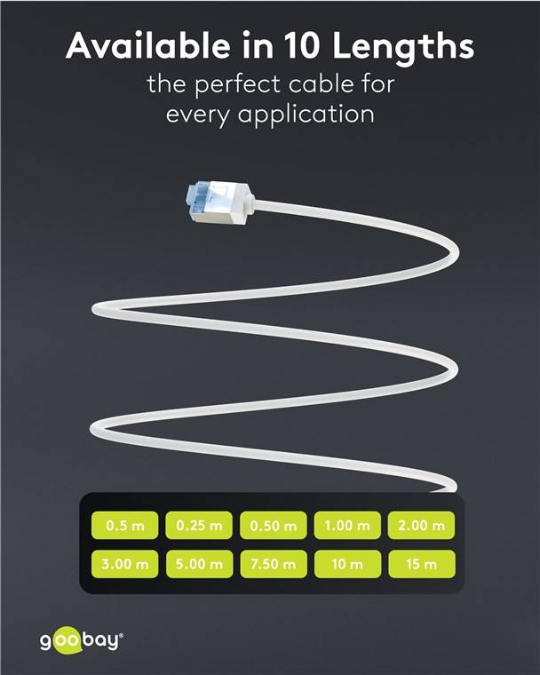 Goobay 74339 CAT 6A Slim Kabel Netzwerkkabel RJ45 Stecker 500 MHz Kupfer Patchkabel Ethernet LAN Kabel U/FTP Weiss 7,5m-4