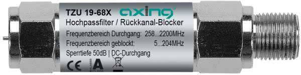 AXING Hochpassfilter TZU 19-68X Rückkanal-Blocker F-Buchse/F-Stecker Install.Baumaterial Antennen-0