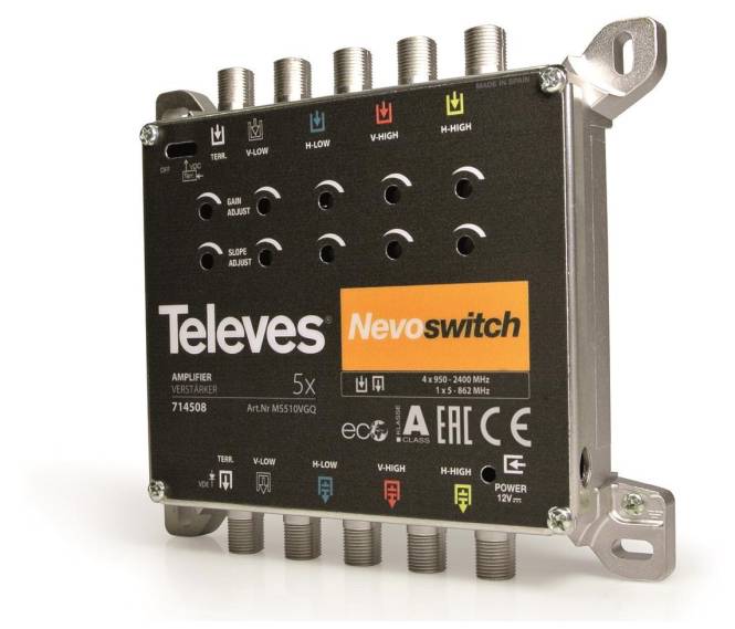 Televes 5-fach Verstärker MS510VGQ 5-15dB f.NEVO Install.Baumaterial Antennen Antennen-Zub.allgem.-0