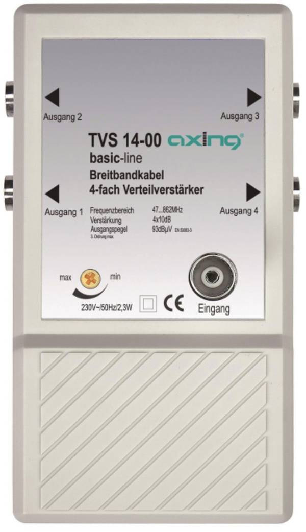 AXING CATV-Verteilverstärker TVS 14-00 4fach f.kleine CATV-Netze Install.Baumaterial Antennen