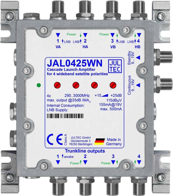 Jultec Sat- JAL0425WN Kaskadenstartverstärker inkl. Netzteil Install.Baumaterial Antennen