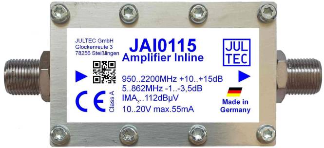 Jultec SAT-Inline-Verstärker JAI0115 15dB, ferngespeist Install.Baumaterial Antennen