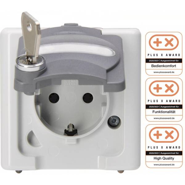 KOPP APWG Schuko 28 1036.5600.5 abschließbar 2 Blue Electric grau Install.Baumaterial Schalter