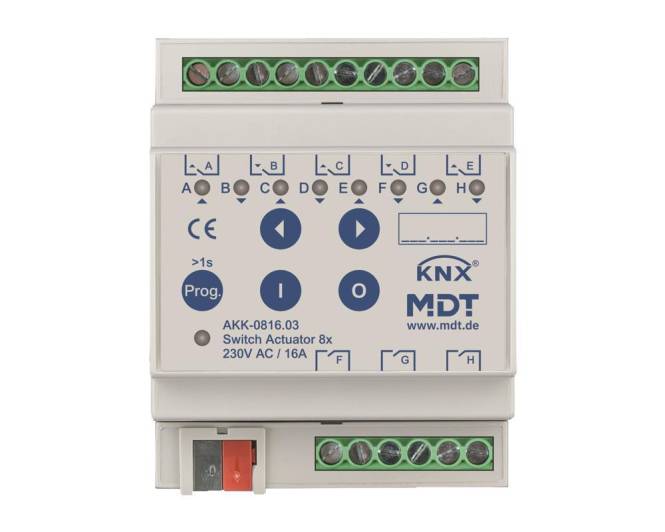 MDT AKK-0816.03 Schaltaktor 8fach 4TE REG 16A 10EVG 230VAC Kompakt Install.Baumaterial KNX-0