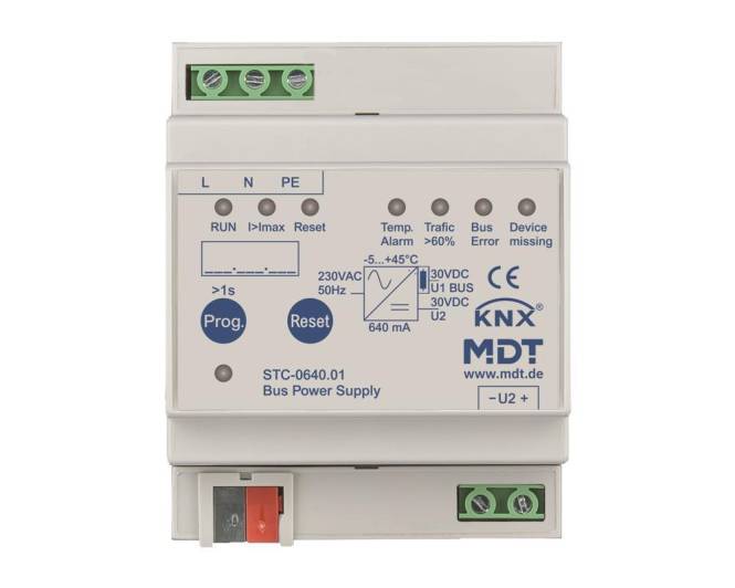 MDT STC-0640.01 Busspannungsversorgung 640mA 4TE REG m.Diagnosefunktion Install.Baumaterial KNX-0