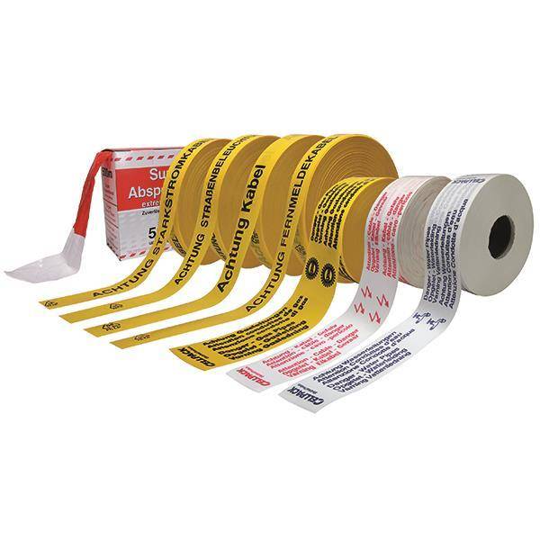 CELL Trassenband a 250m Rolle 145865 = Achtung Starkstromkabel = 40mm breit Install.Baumaterial-0