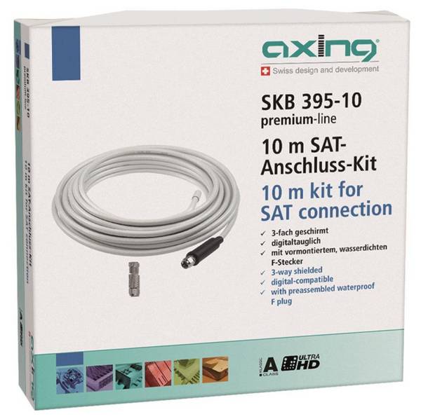 AXING Koaxialkabelset 10m SKB 395-10 Schirmungsmaß 100dB bei 30...1000MHz Install.Baumaterial