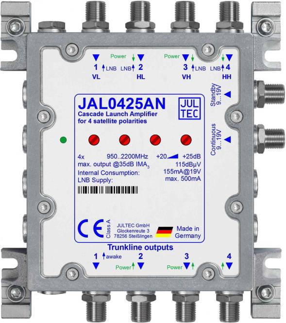 Jultec Sat- JAL0425AN Kaskadenstartverstärker inkl. Netzteil Install.Baumaterial Antennen-0