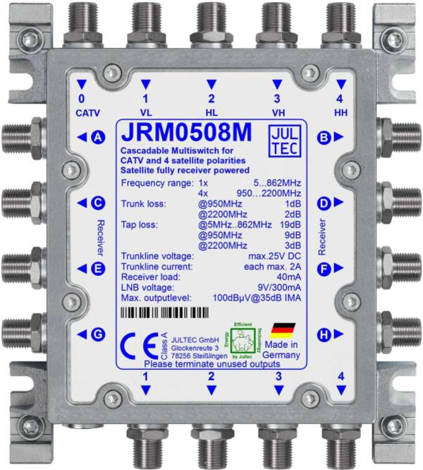 Jultec Multischalter JRM0508M 5 auf 8 Kaskade Install.Baumaterial Antennen Sat-Anlagenzubehör