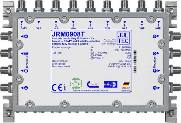 Jultec Multischalter JRM0908T 9 auf 8 term. Install.Baumaterial Antennen Sat-Anlagenzubehör