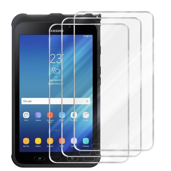 Cadorabo 3x Panzer Folie für Samsung Galaxy Tab Active in Transparent Tablet Schutzfolie Tempered Display-Schutzglas