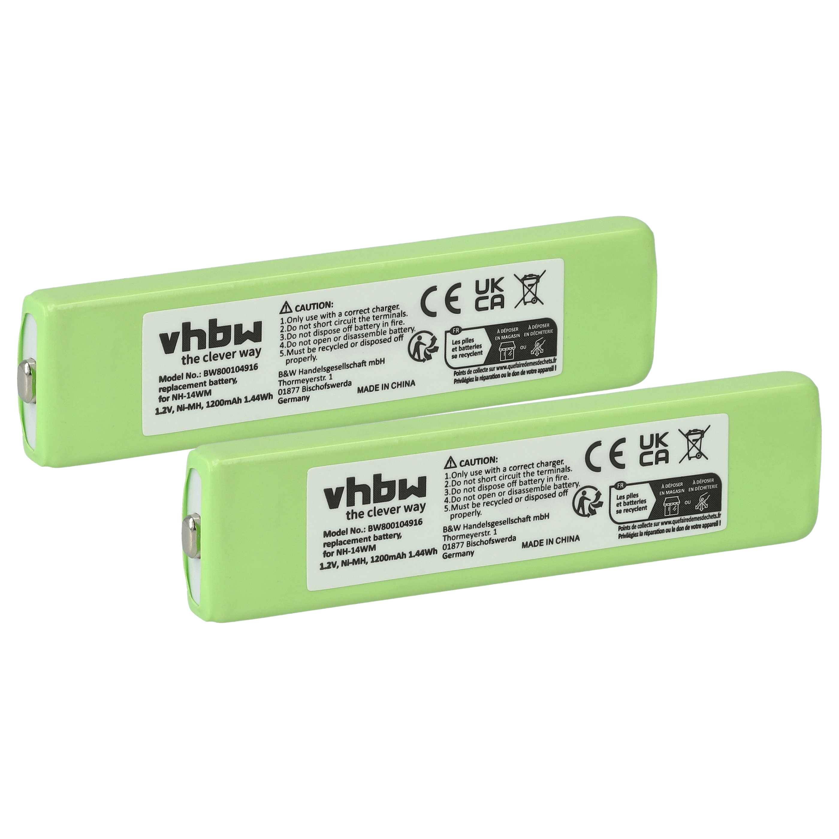 vhbw 2x Akku Ersatz für Sony NH-14WM | für MP3-Player Musik Player (1200 mAh, 1,2 V, NiMH)-0