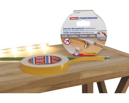 tesa Powerbond Montageband Schmal, 2 x 9 mm x 5 m, transp. (8755714)-1