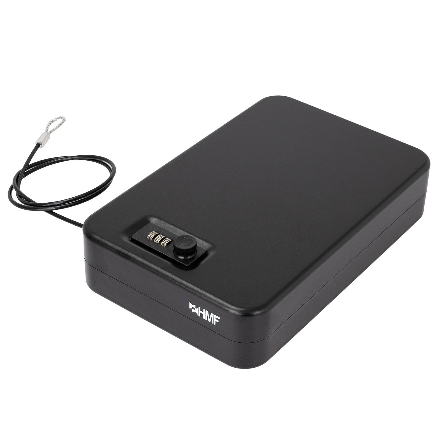 HMF 316-02 Sicherheitsbox mit Zahlenschloss und Sicherungskabel, 29 x 19 x 6,5 cm , Schwarz-0
