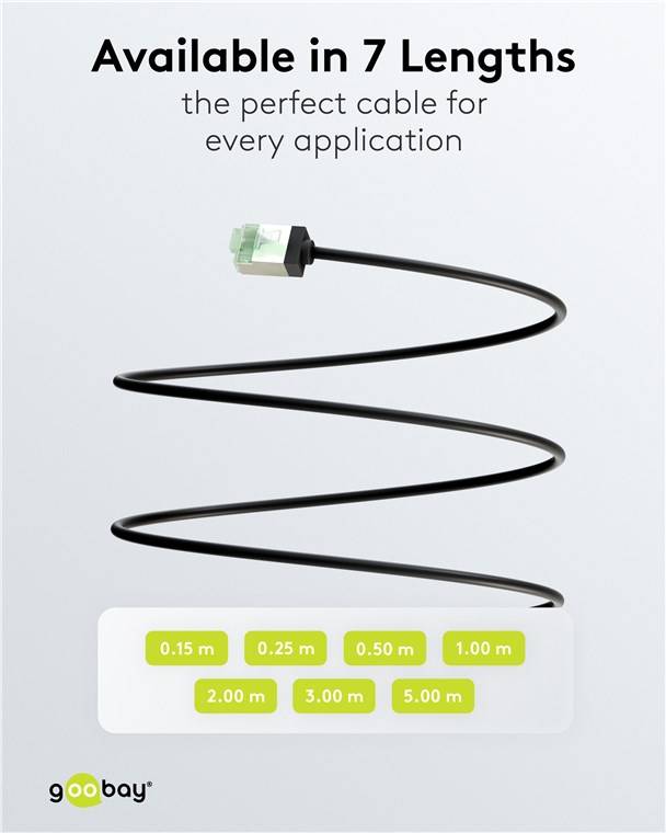 Goobay 74351 CAT 8.1 Slim Netzwerkkabel RJ45 Stecker 2000 MHz Kupfer Patchkabel Ethernet LAN Kabel U/FTP Schwarz 0,25 m-4