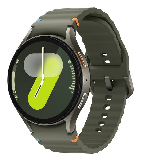 Samsung Galaxy Watch7 44 mm intelligente Uhr mit Sportband Gummi Bandgröße: M/L Anzeige 3,7 cm 1.47" 32 GB NFC Wi-Fi