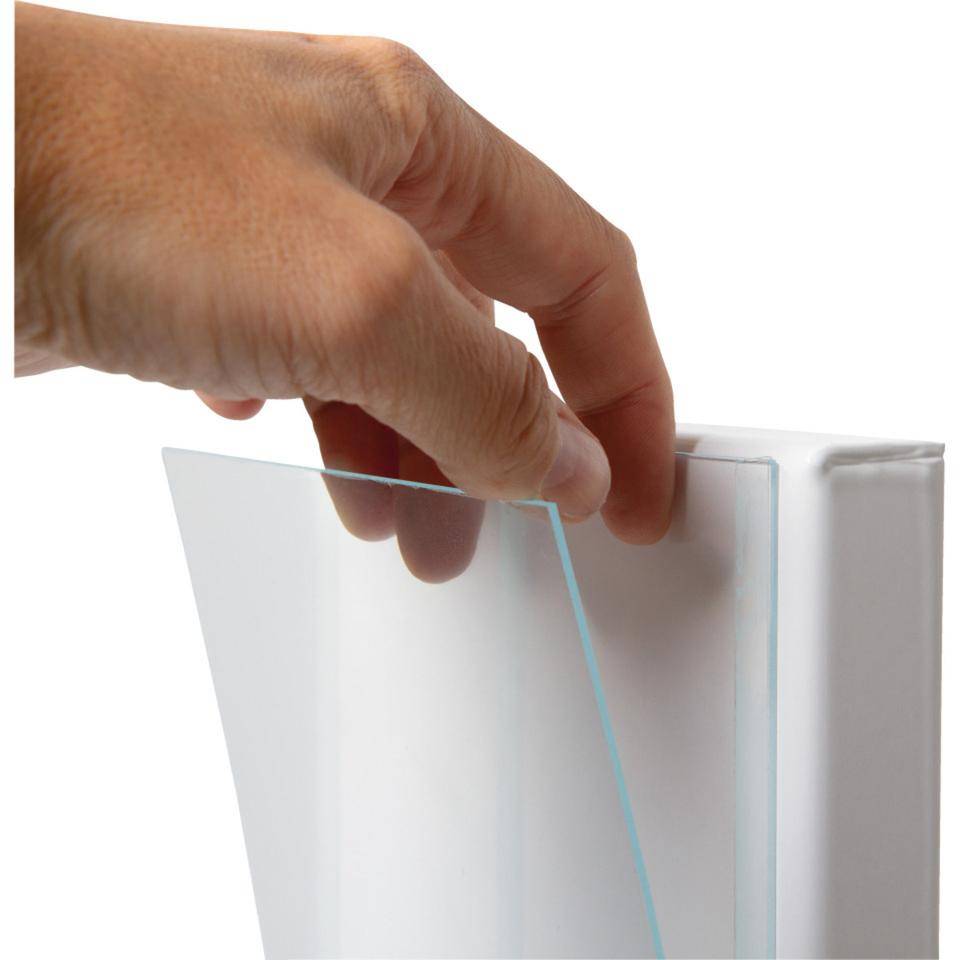 Handdesinfektionsständer Design, automatischer Spender, Auffangschale, Inforahmen-2