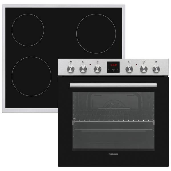 Telefunken Einbauherd-Set | Mit Glaskeramik-Kochfeld | Backofen mit Umluft | Teleskopauszug | 78 Liter | B-HS-75-C-I