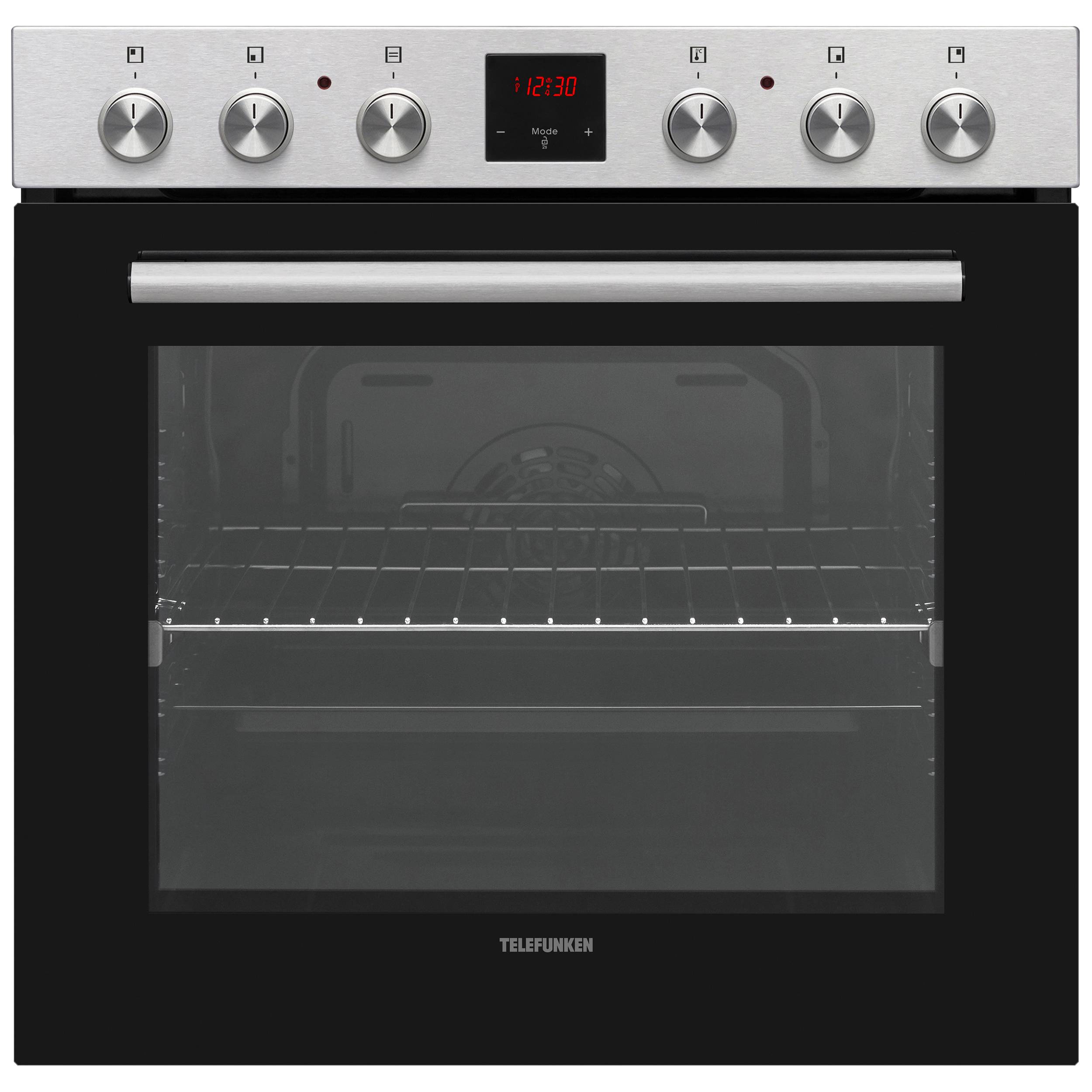 Telefunken Einbauherd-Set | Mit Glaskeramik-Kochfeld | Backofen mit Umluft | Teleskopauszug | 78 Liter | B-HS-75-C-I-2