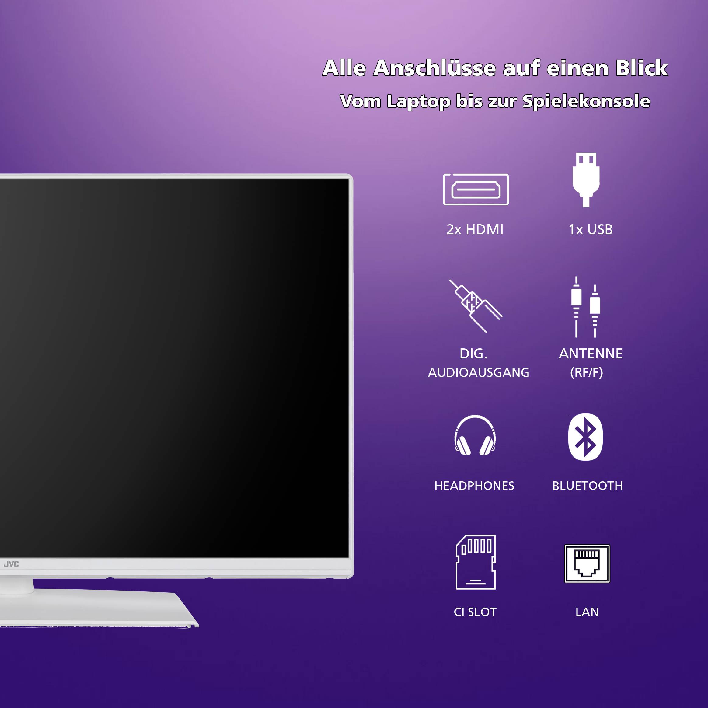 JVC LT-32VF5355W Fernseher 32 Zoll Smart TV by TiVo Full HD, HDR, Triple Tuner, 6 Monate HD+ (2026)-3