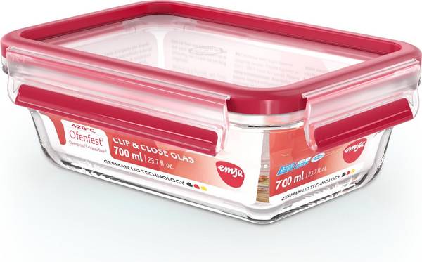 EMSA - Clip&Close Glass Behälter Rechteckig 700 ml Glas