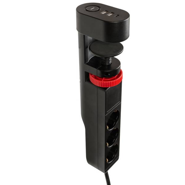FeinTech MD833 Tischsteckdose 3-fach klemmbar 2x USB & USB-C PD20W
