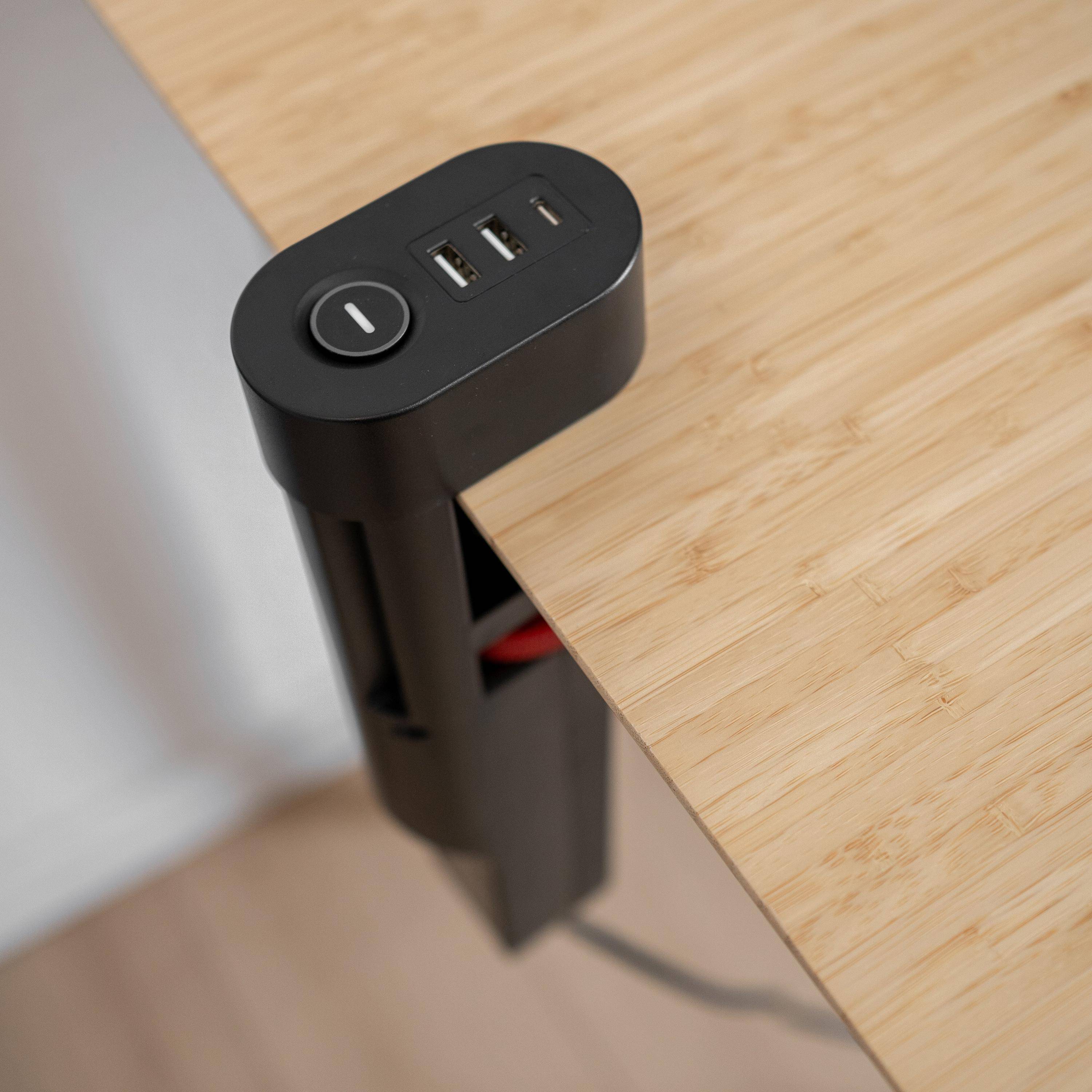 FeinTech MD833 Tischsteckdose 3-fach klemmbar 2x USB & USB-C PD20W-1