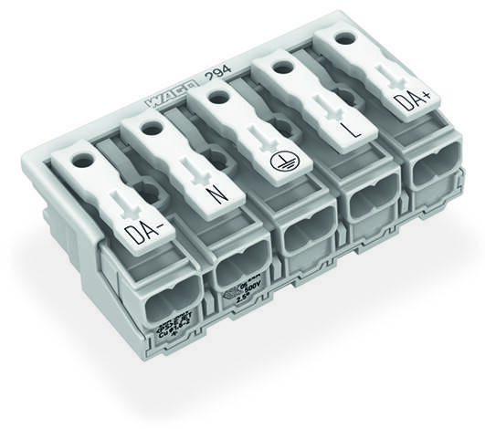 WAGO 294-5095/5025-000 Netzanschlussklemme ohne PE-Kontakt mit Rastfüßen weiß-0
