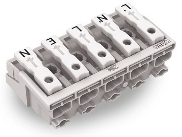 WAGO 294-5095/5027-000 Netzanschlussklemme ohne PE-Kontakt mit Rastfüßen weiß
