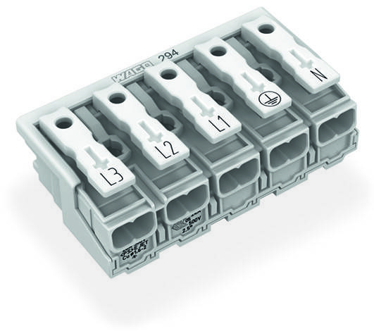 WAGO 294-5095/5026-000 Netzanschlussklemme ohne PE-Kontakt mit Rastfüßen weiß-0