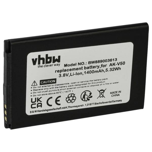vhbw Akku kompatibel mit Emporia PRIME-LTE V76 | M76 Handy Smartphone Telefon (1400 mAh, 3,8 V, Li-Ion)