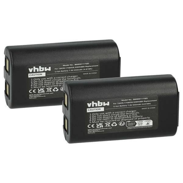 vhbw 2x Akku kompatibel mit 3M PL200 | Drucker Kopierer Scanner Etiketten-Drucker (650 mAh, 7,4 V, Li-Ion)