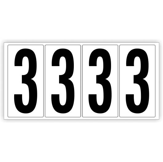 Klebezahlen 3, weiß/schwarz, Schrifthöhe: 85 mm-0