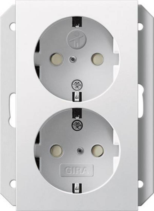 GIRA 273103 SCHUKO-Doppelsteckdose SH f.UP-Dose 1f System 55 Reinweiß glänzend Install.Baumaterial