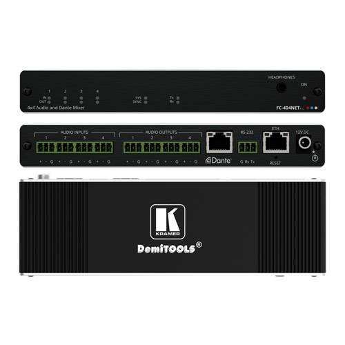 KRAMER FC-404NETXL - 4x4 DANTE Interface mit Mischfunktion (4x Analog In/Out | Ethernet)-0