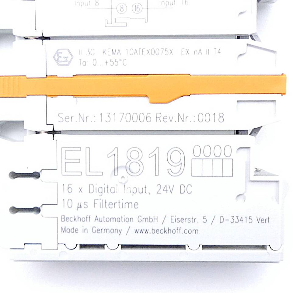 Beckhoff EL1819, EtherCAT-Klemme, 16-Kanal-Digital-Eingang, 24V DC, 10 µs-1