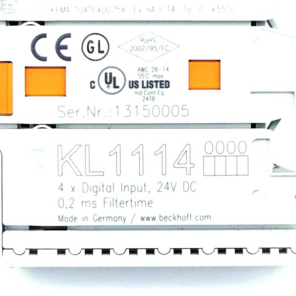 Beckhoff KL1114, Busklemme, 4-Kanal-Digital-Eingang, 24V DC, 0,2ms, 2-/3-Leiteranschluss-1