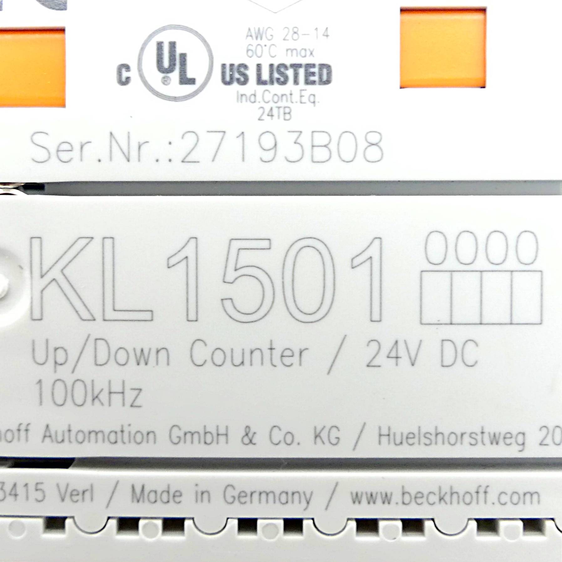 Beckhoff KL1501, Busklemme, 1-Kanal-Digital-Eingang, Zähler, 24V DC, 100kHz-1