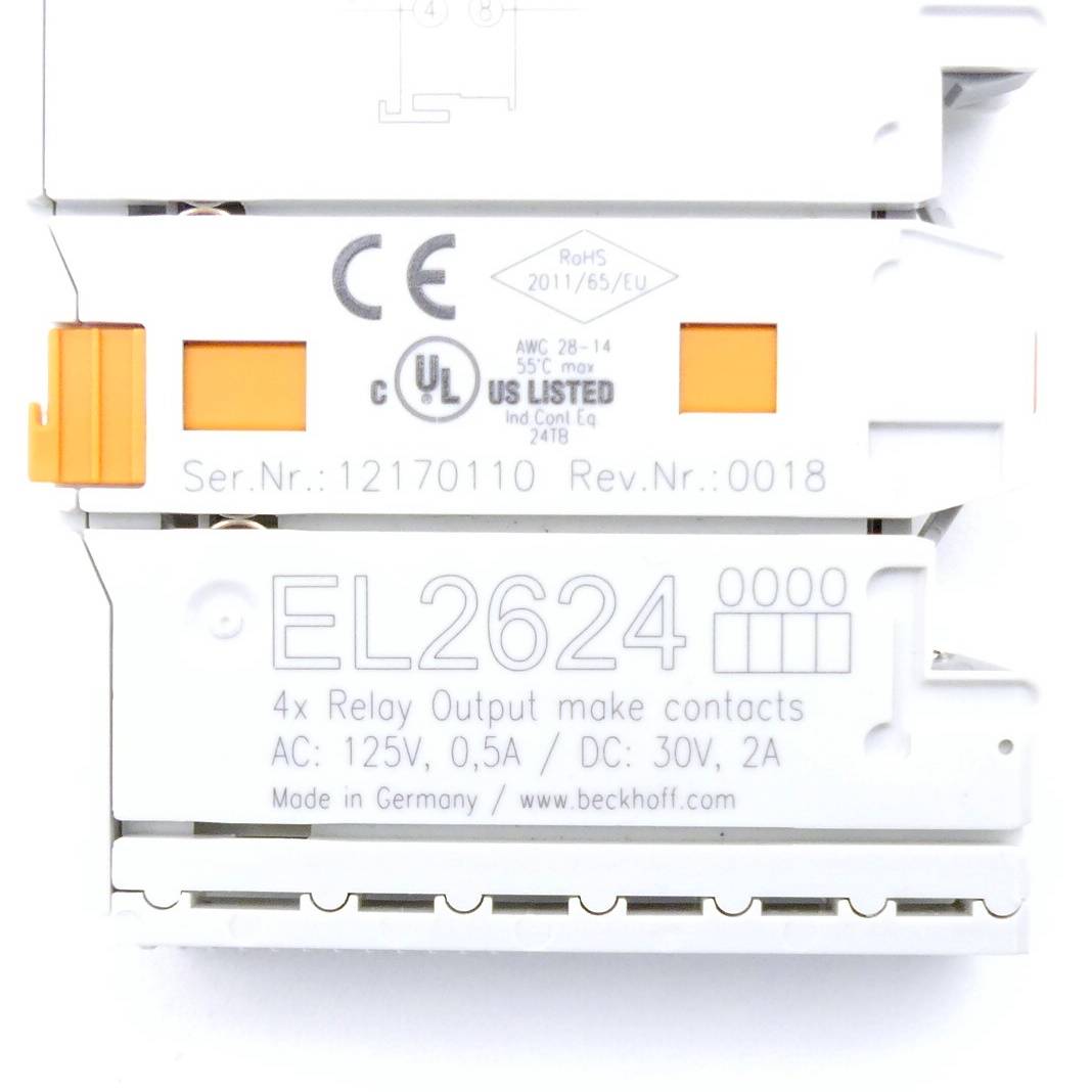 Beckhoff EL2624, EtherCAT-Klemme, 4-Kanal-Relais-Ausgang, 125 V AC, 30V DC, 0,5A AC, 2 A DC-1