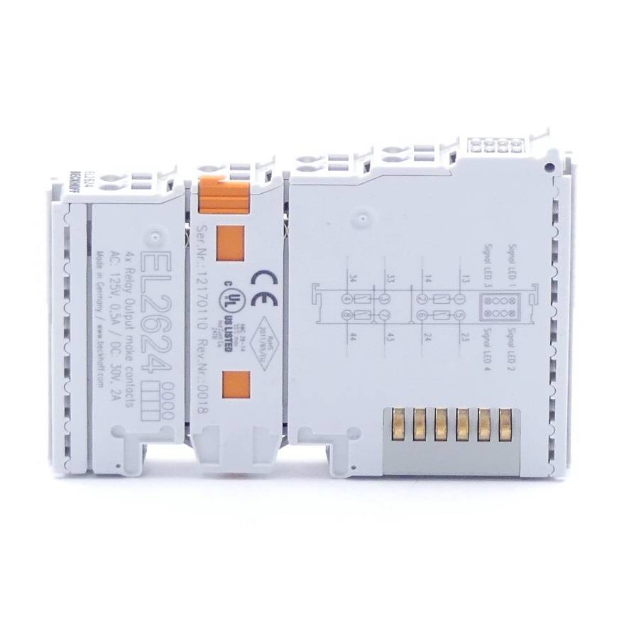 Beckhoff EL2624, EtherCAT-Klemme, 4-Kanal-Relais-Ausgang, 125 V AC, 30V DC, 0,5A AC, 2 A DC-3