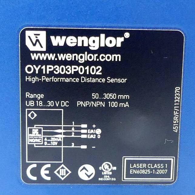 Wenglor OY1P303P0102 Laser Distance Sensor Time of Flight-1