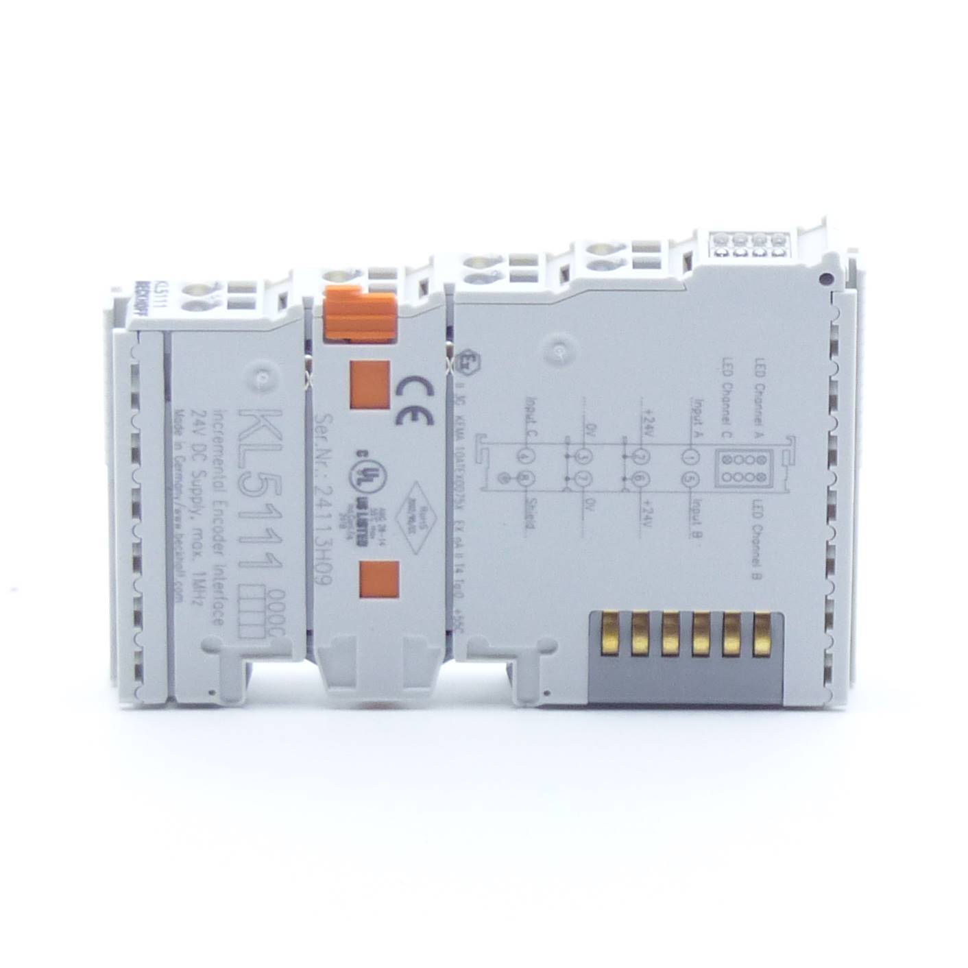 Beckhoff KL5111, Busklemme, 1-Kanal-Encoder-Interface, inkremental, 24V DC HTL, 250kHz-3