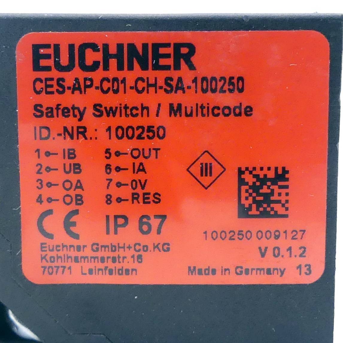 Euchner CES-AP-C01-CH-SA-100250, Berührungsloser Sicherheitsschalter, P/n: 100250-1