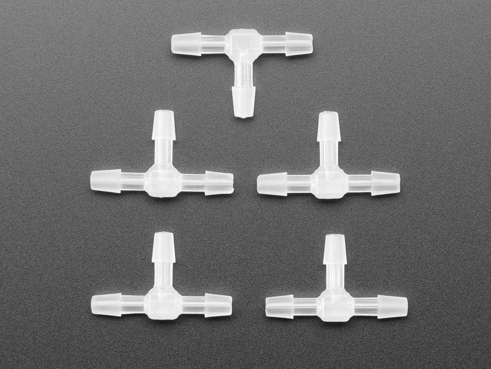 Adafruit T-Connector 5 Pack, Außendurchmesser 4mm, Innendurchmesser 2mm, für 3mm ID Silikonschläuche-1