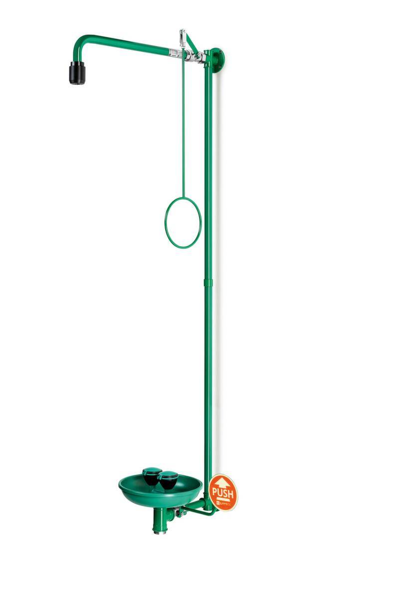 Körper-/Augendusche,m. 2 Brauseköpfe fix m. Becken,Edelstahl/Messing,grün,Wandmontage,HxB 1625x400mm-0