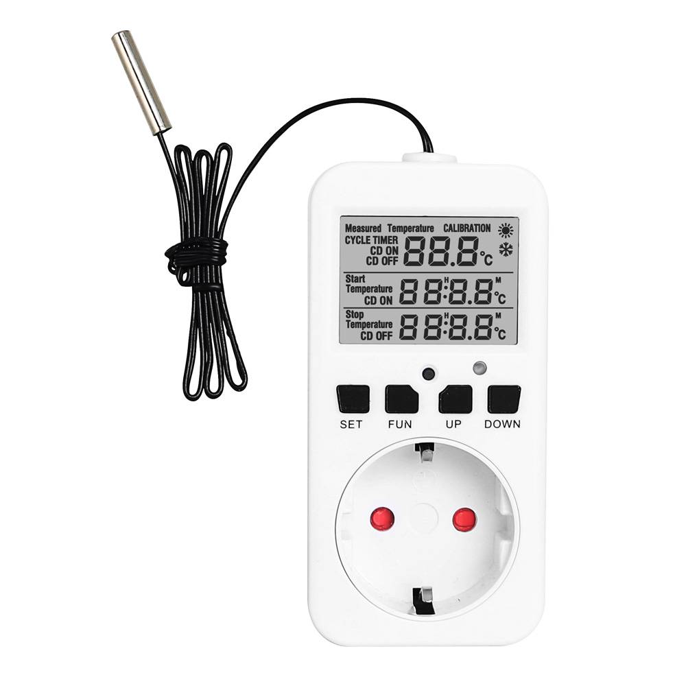 Temperaturregler für Steckdose mit Digitalanzeige und externem Sensor (50cm)-0