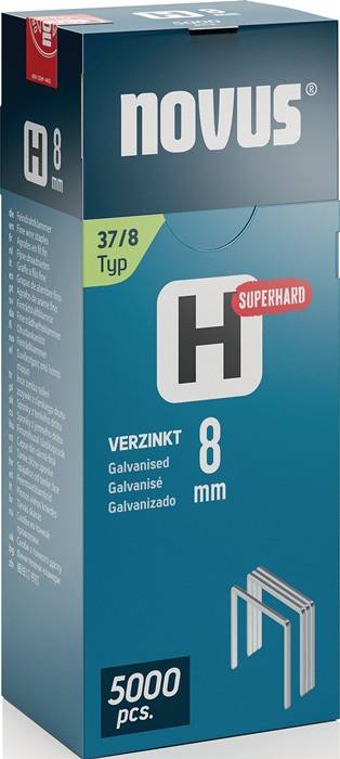 Feindrahtklammer H Typ 37 Klammer-B.10,6mm 8mm 0,75mm superhart 5000 St.NOVUS