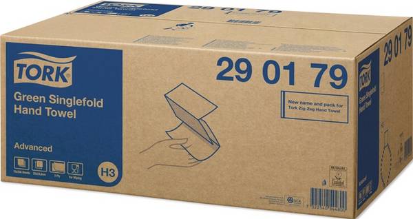 Handtuch TORK 290163 · 290179 2-lagig,Dekorprägung grün L230xB248mm 15x250 Pk.