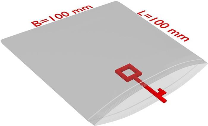 Druckverschlussbeutel Maße 100x100mm Stärke 50µ PE transparent TRANSPAK-0
